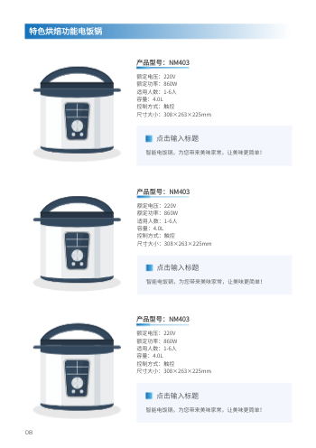 智能电饭煲电压力锅产品画册模板 - 第8页