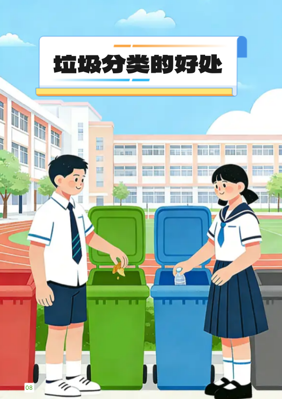 卡通小学生垃圾分类环保宣传册模板 - 第8页